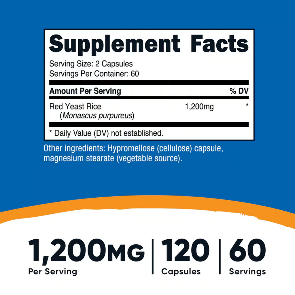 Red Yeast Rice 1200 mg 120 Capsules