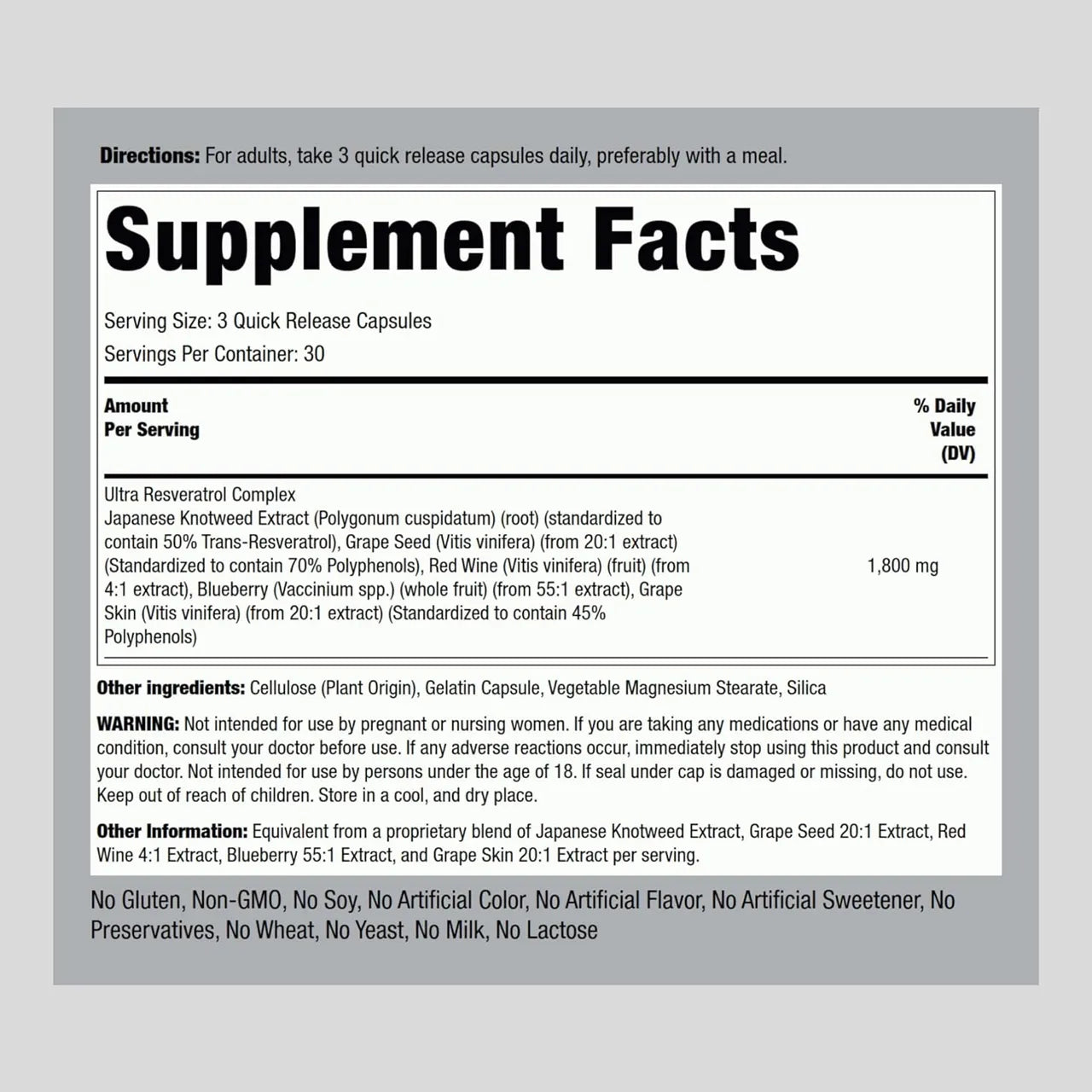 Resveratrol Complex 1800 mg 90 Capsules