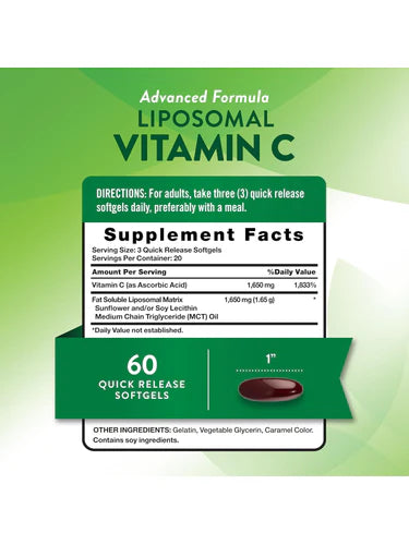Liposomal Vitamin C 1650 mg 60 SOFTGELS