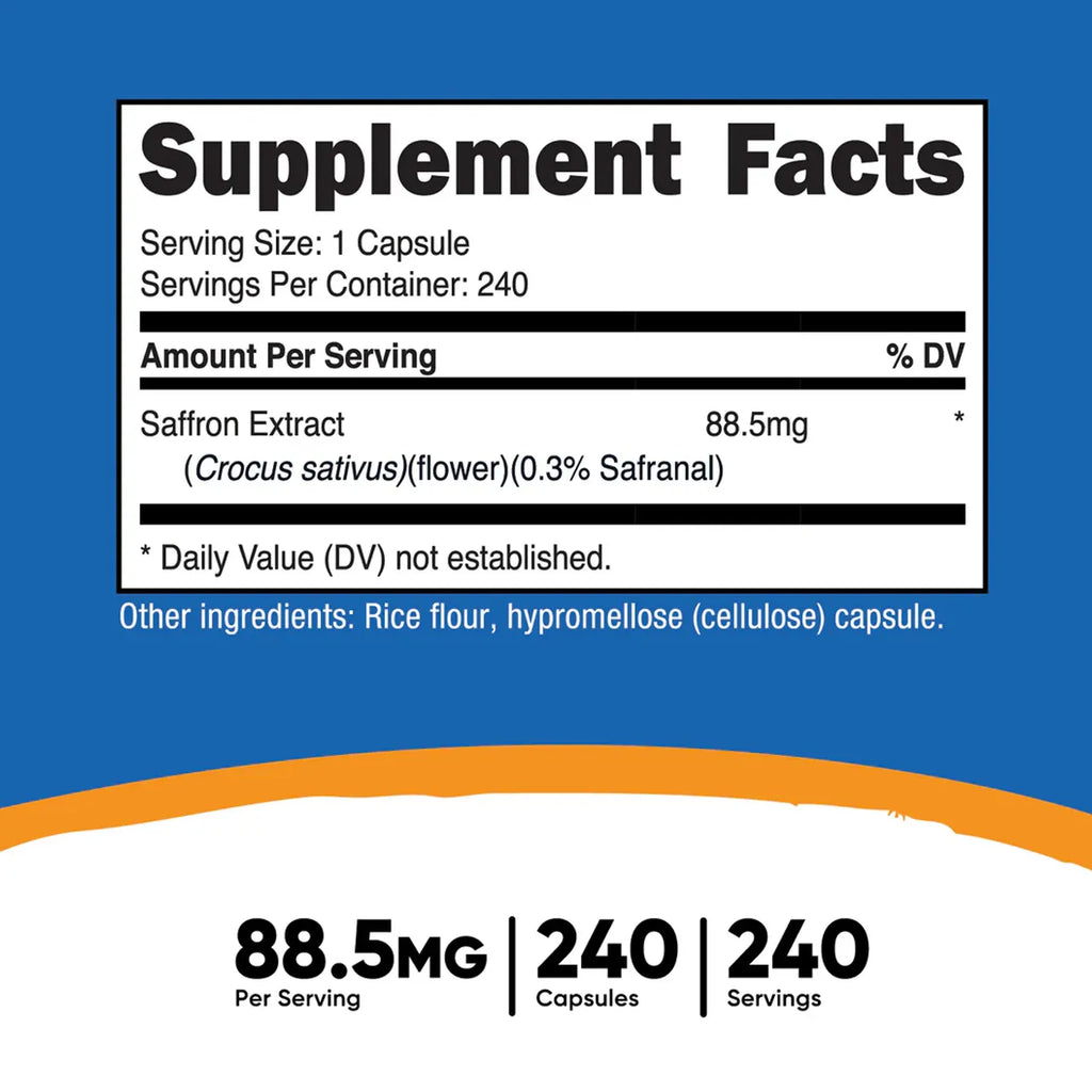 Saffron Extract 88.5 mg 240 Capsules