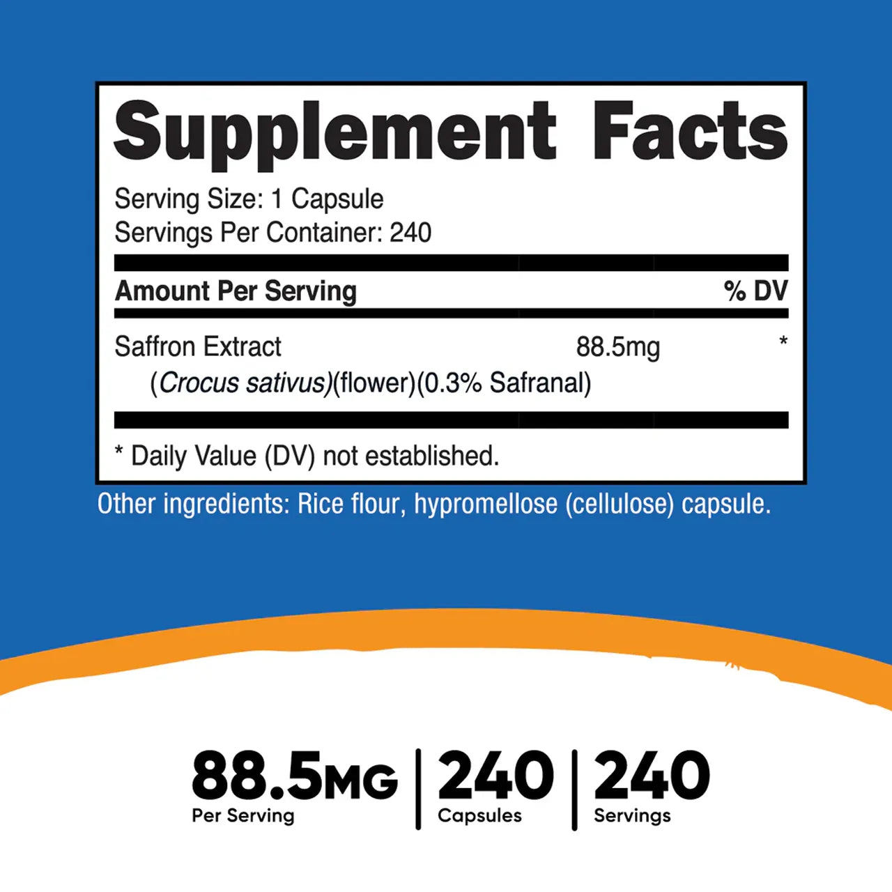 Saffron Extract 88.5 mg 240 Capsules