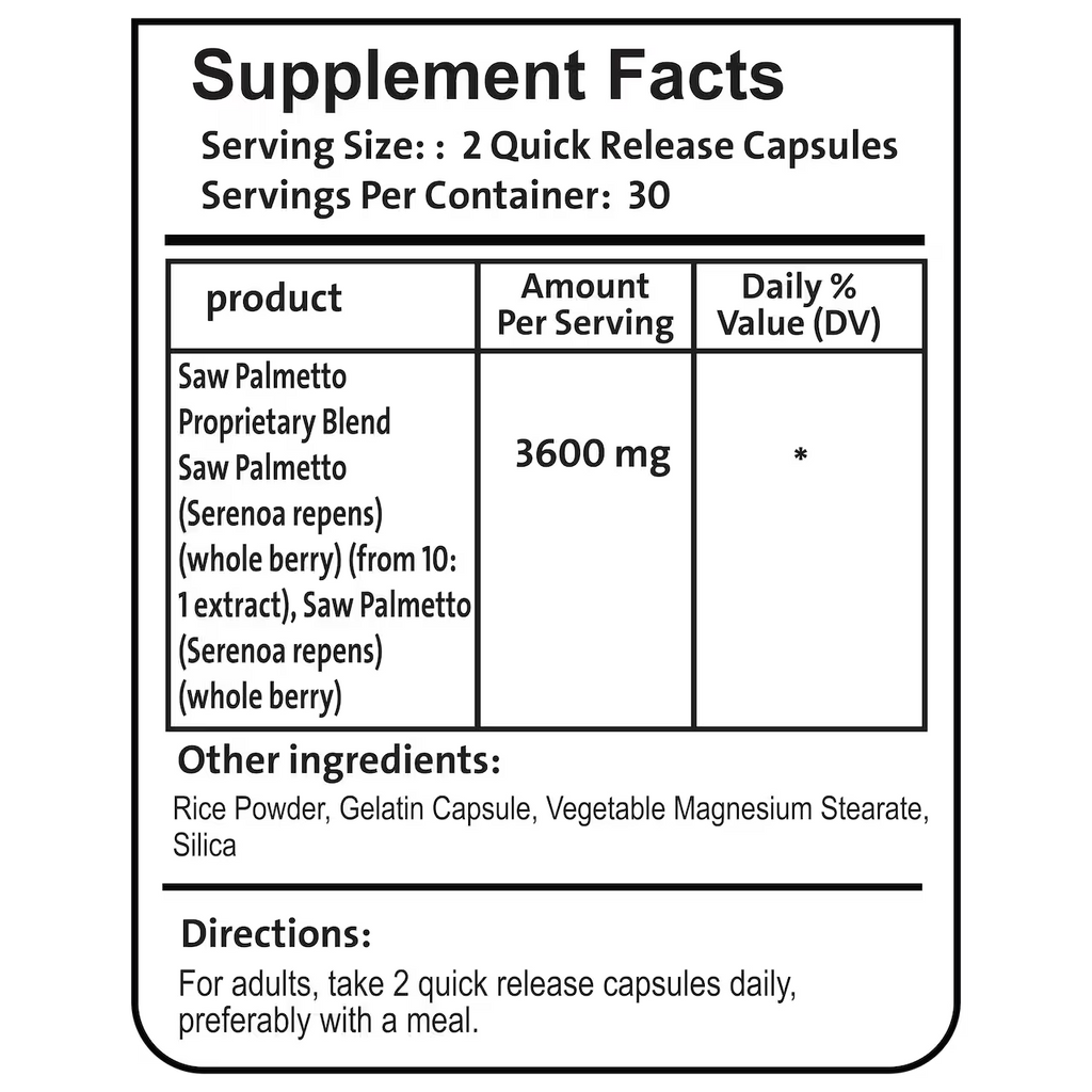 Saw Palmetto 3600 mg 60 Capsules