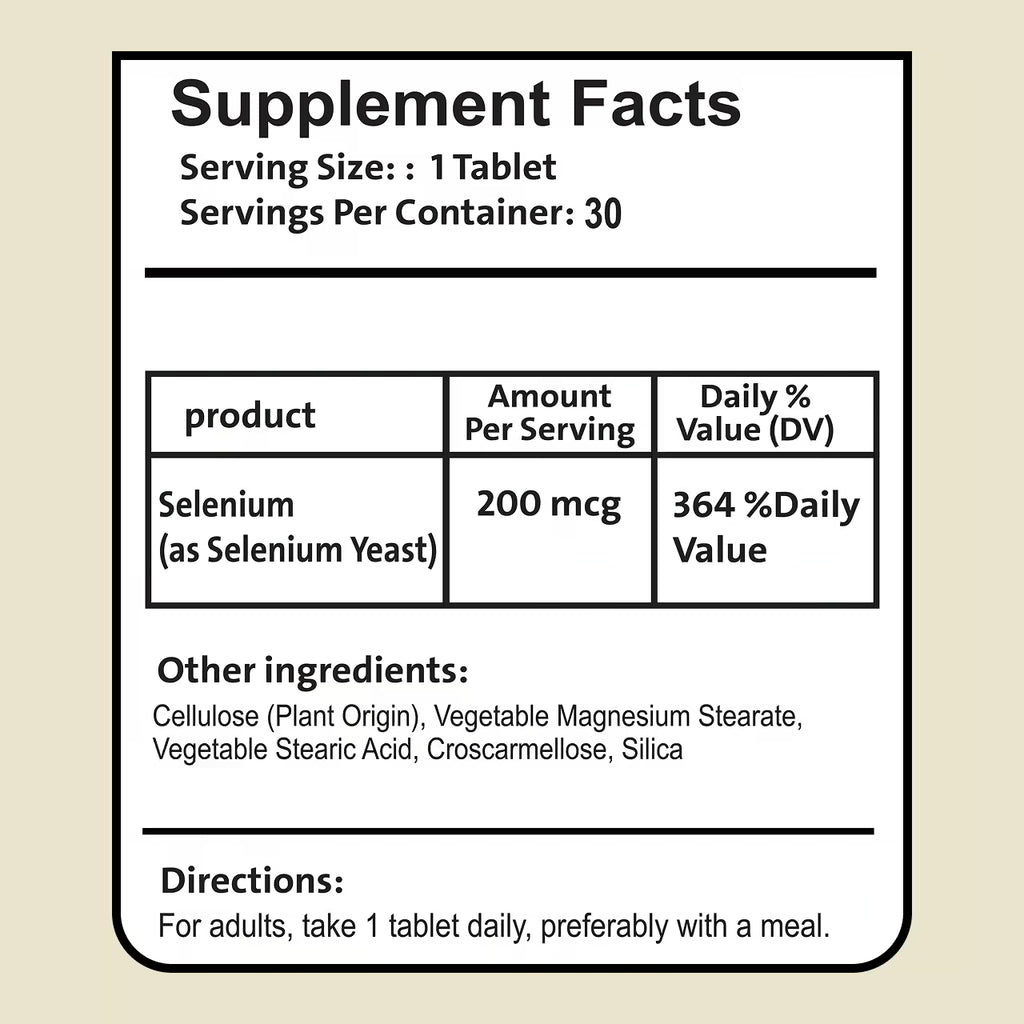 Selenium 200 mcg 30 Tablets