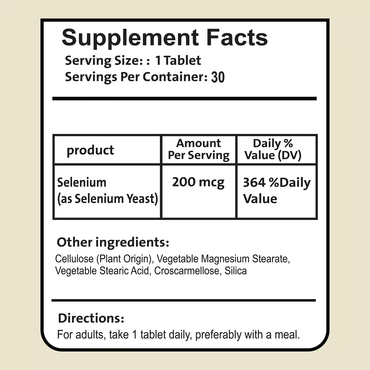 Selenium 200 mcg 30 Tablets