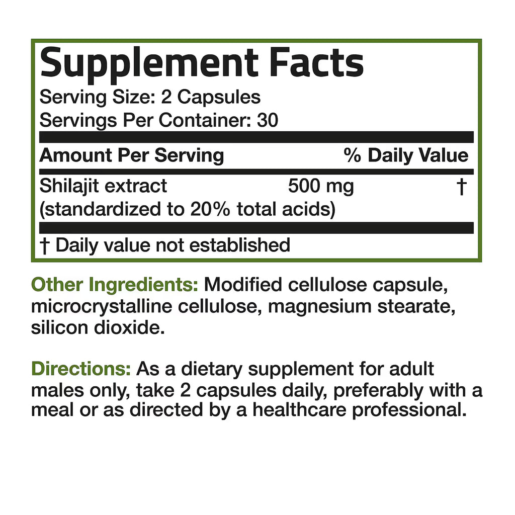 مستخلص الشيلاجيت 500 ملجم 60 كبسولة