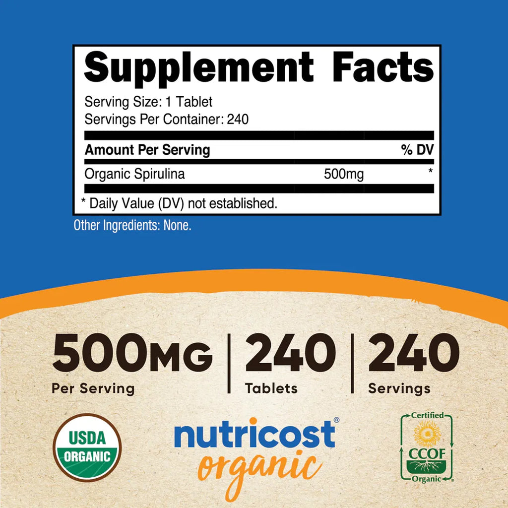 Spirulina (Organic) 500 mg 240 Capsules