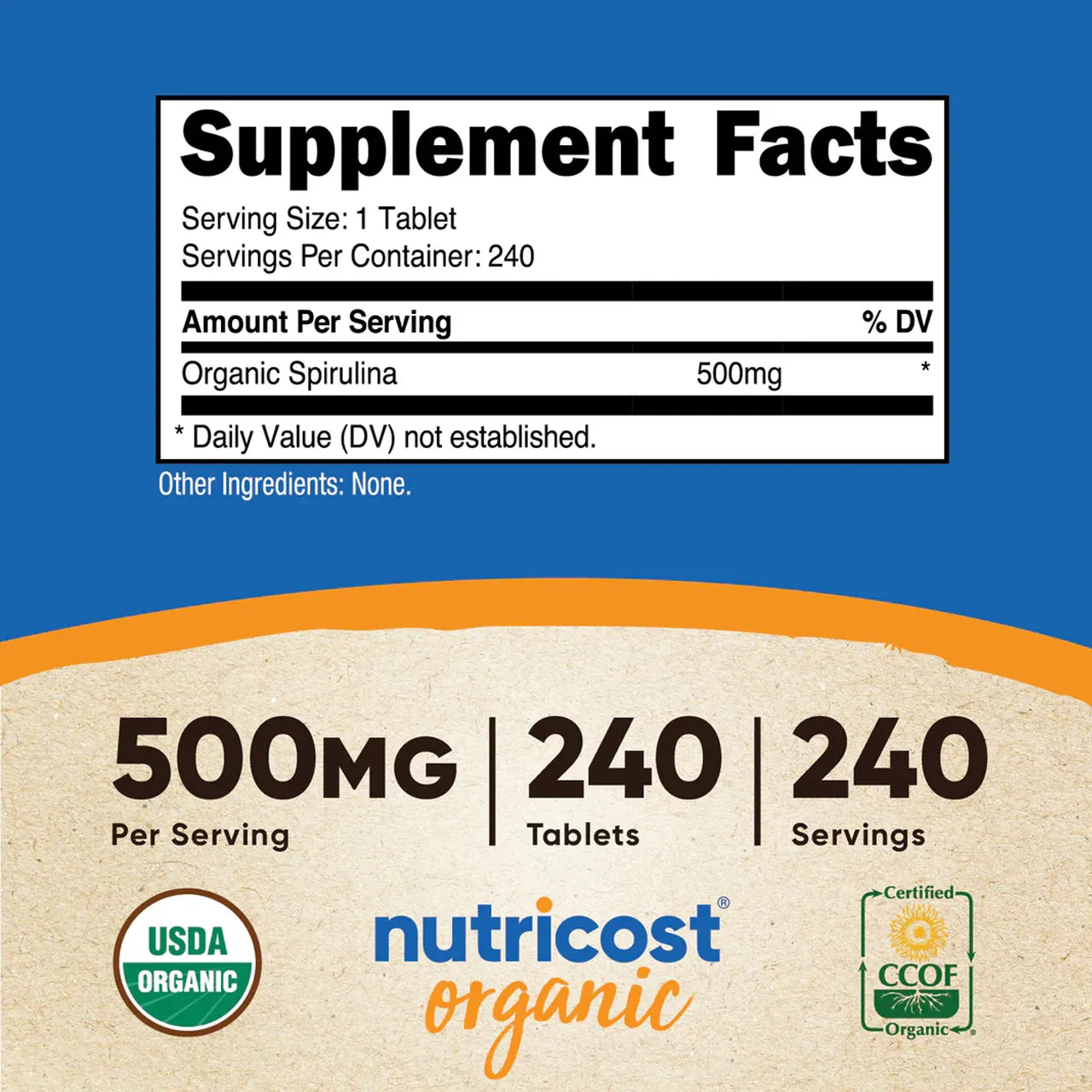 Spirulina (Organic) 500 mg 240 Capsules