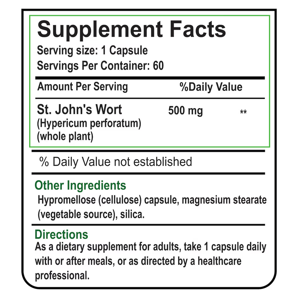 St. John's Wort 500 mg 60 Capsules