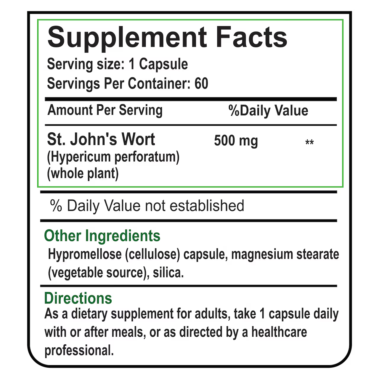 St. John's Wort 500 mg 60 Capsules