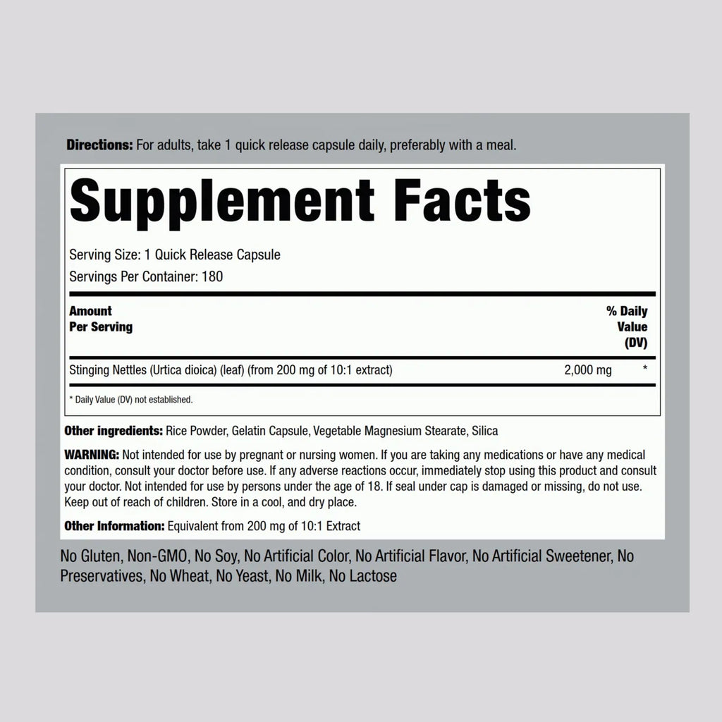 Stinging Nettles 2000 mg 180 Capsules