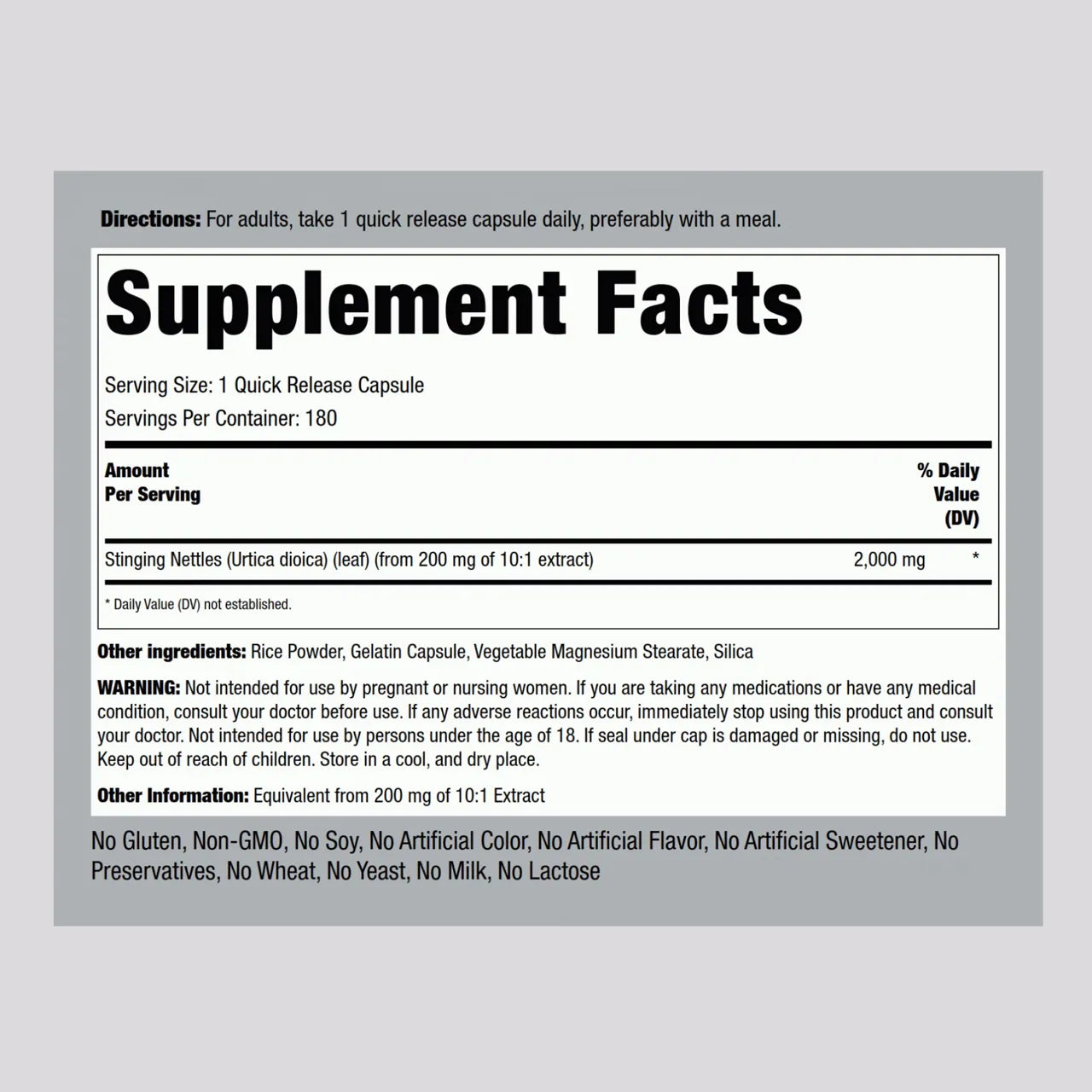 Stinging Nettles 2000 mg 180 Capsules