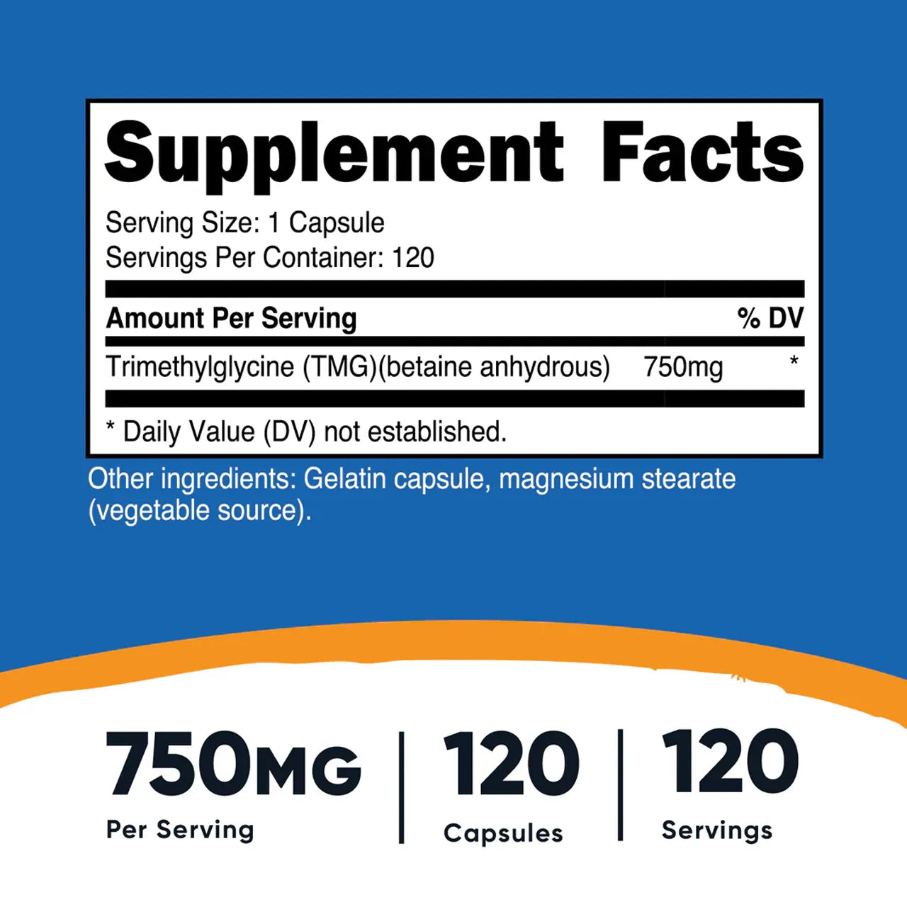 TMG 750 mg 120 Capsules