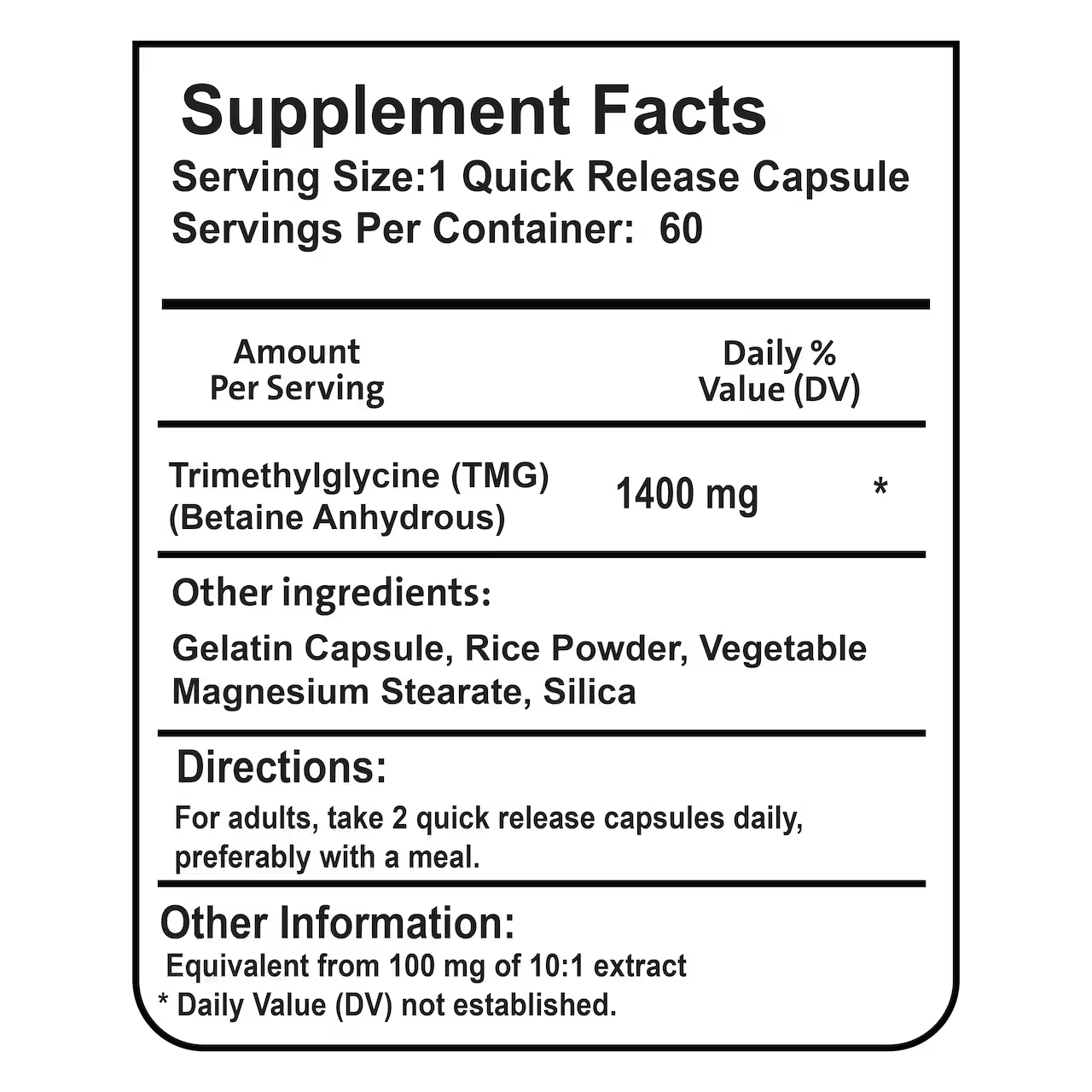 TMG 1400 mg 60 Capsules