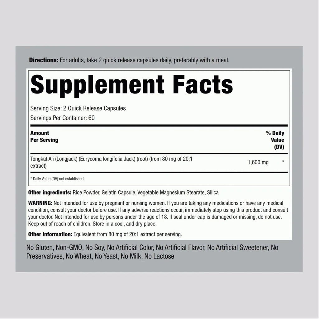 Tongkat Ali 1600 MG 120 Capsules