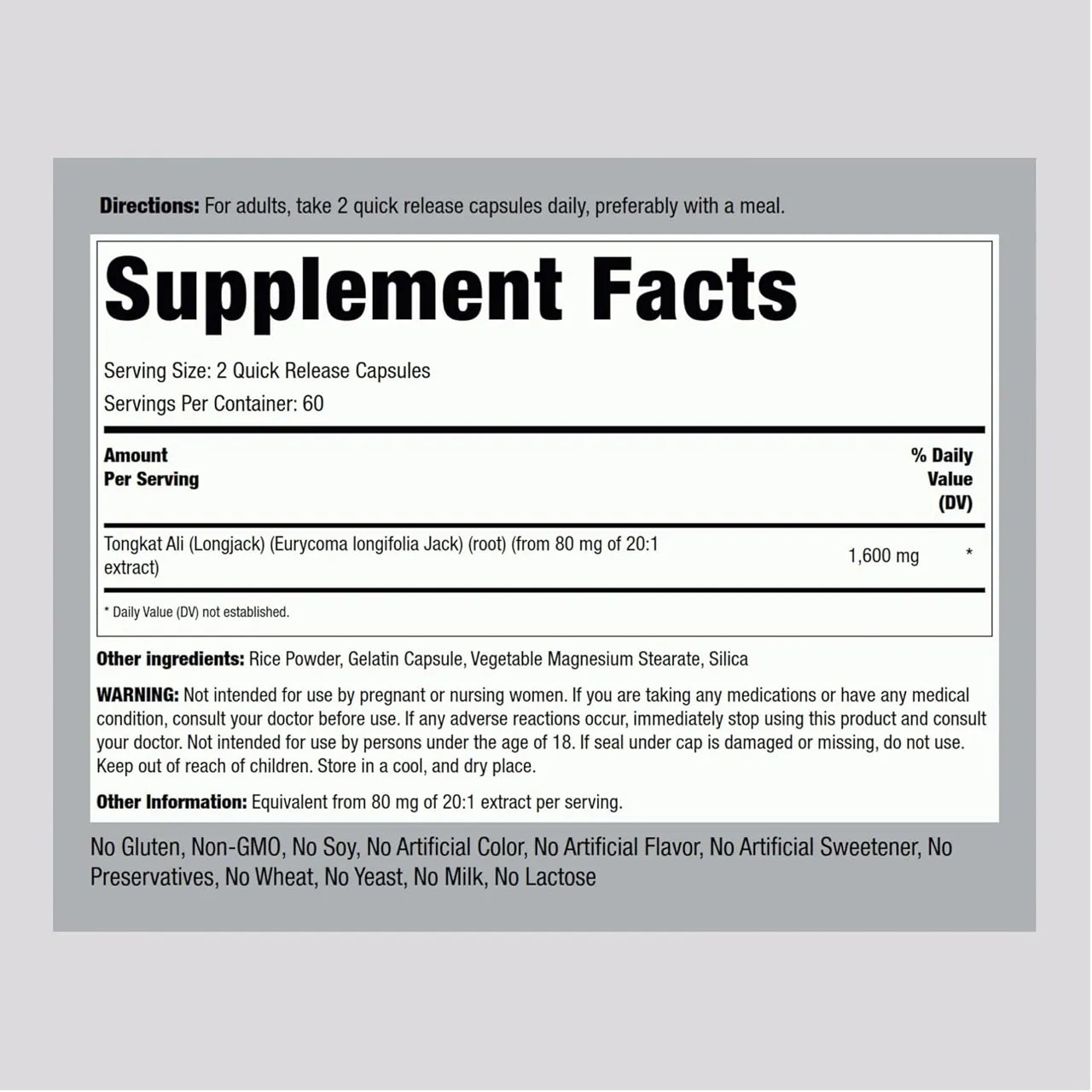 Tongkat Ali 1600 MG 120 Capsules