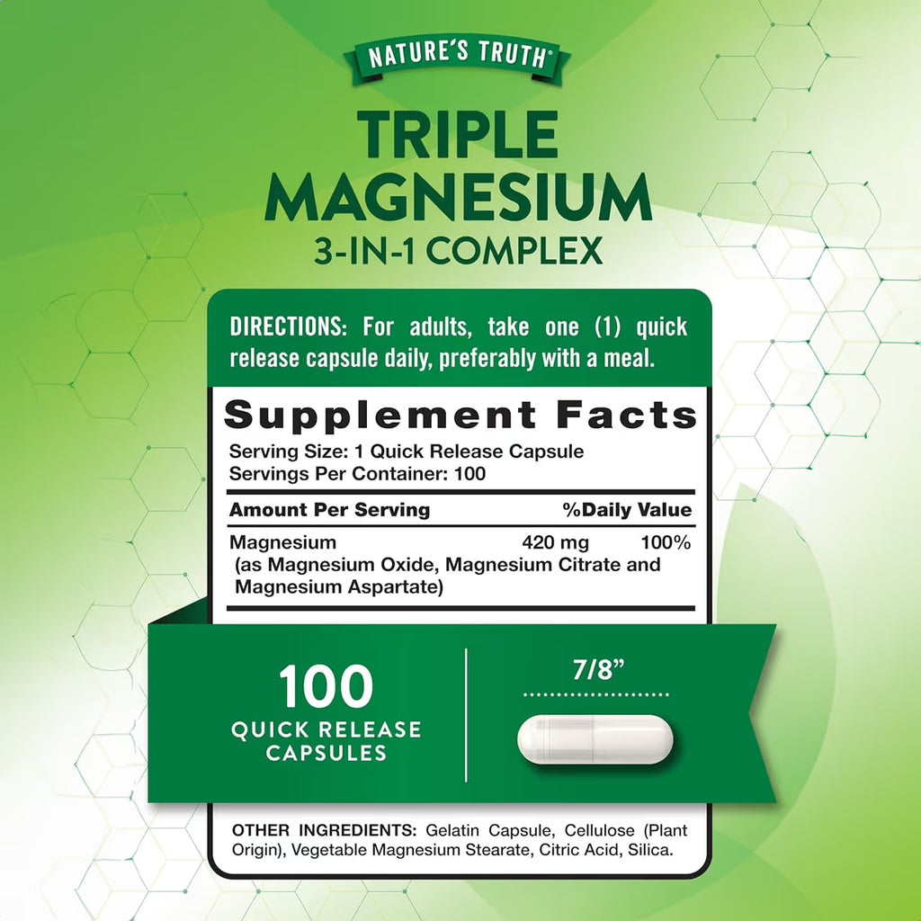Triple Magnesium 420 mg 100 Capsules