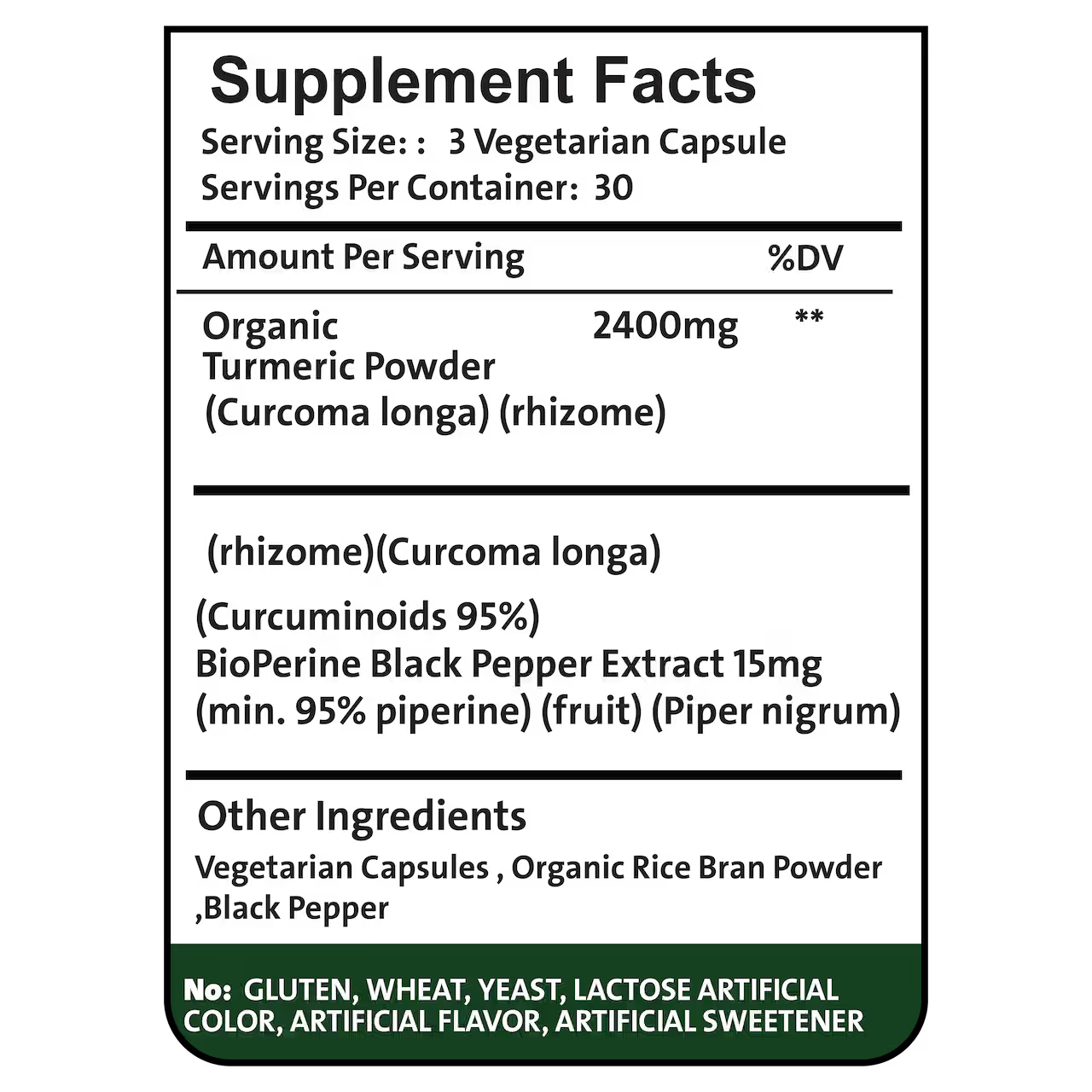 Turmeric Curcumin 2400 mg 90 Capsules