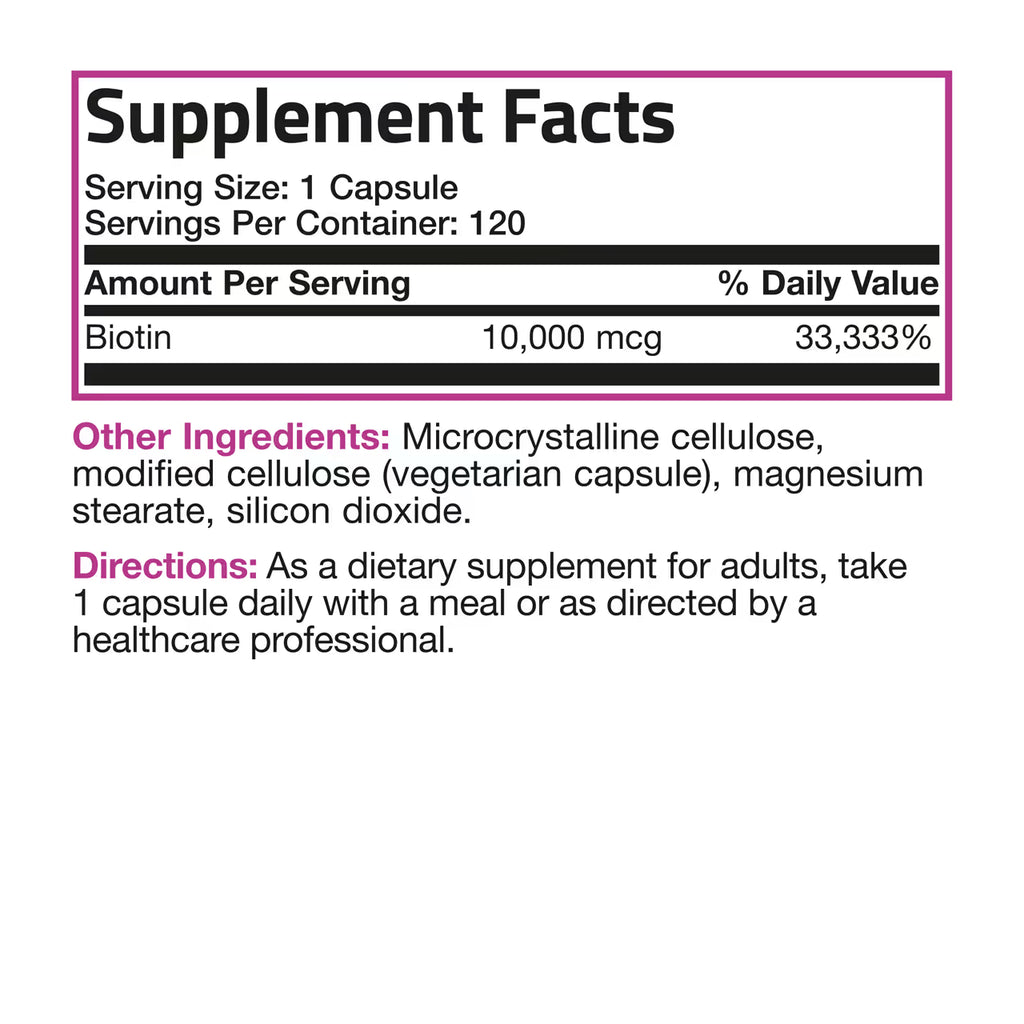 Ultra Biotin 10000 MCG 120 Capsules