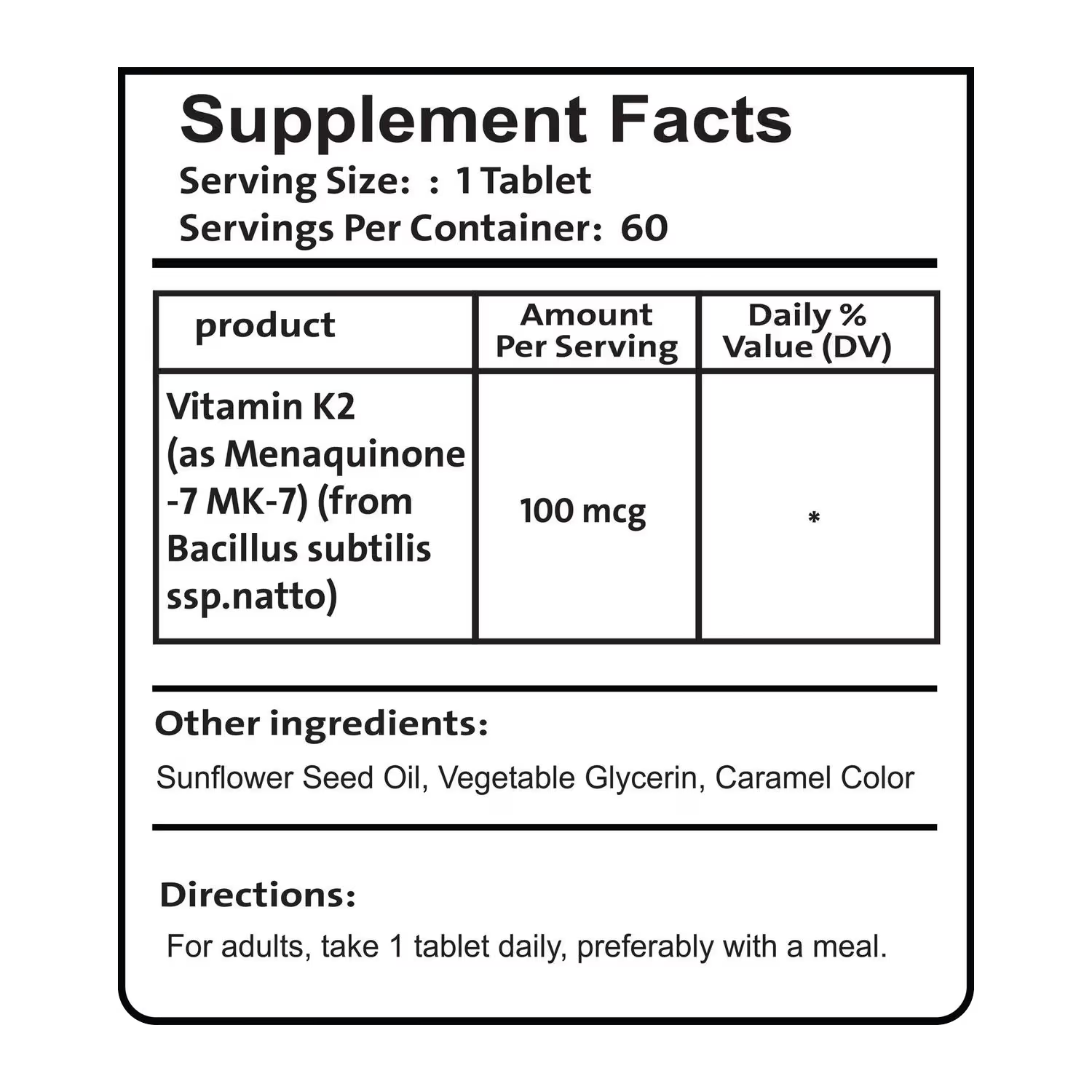 Ultra K2 - MK7 100 mcg 60 Tablets
