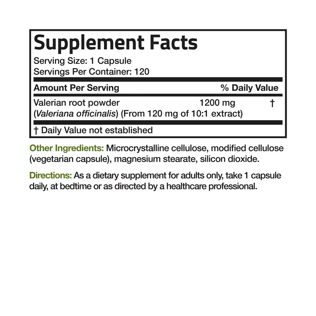 Valerian Root 1200 Mg 120 Capsules