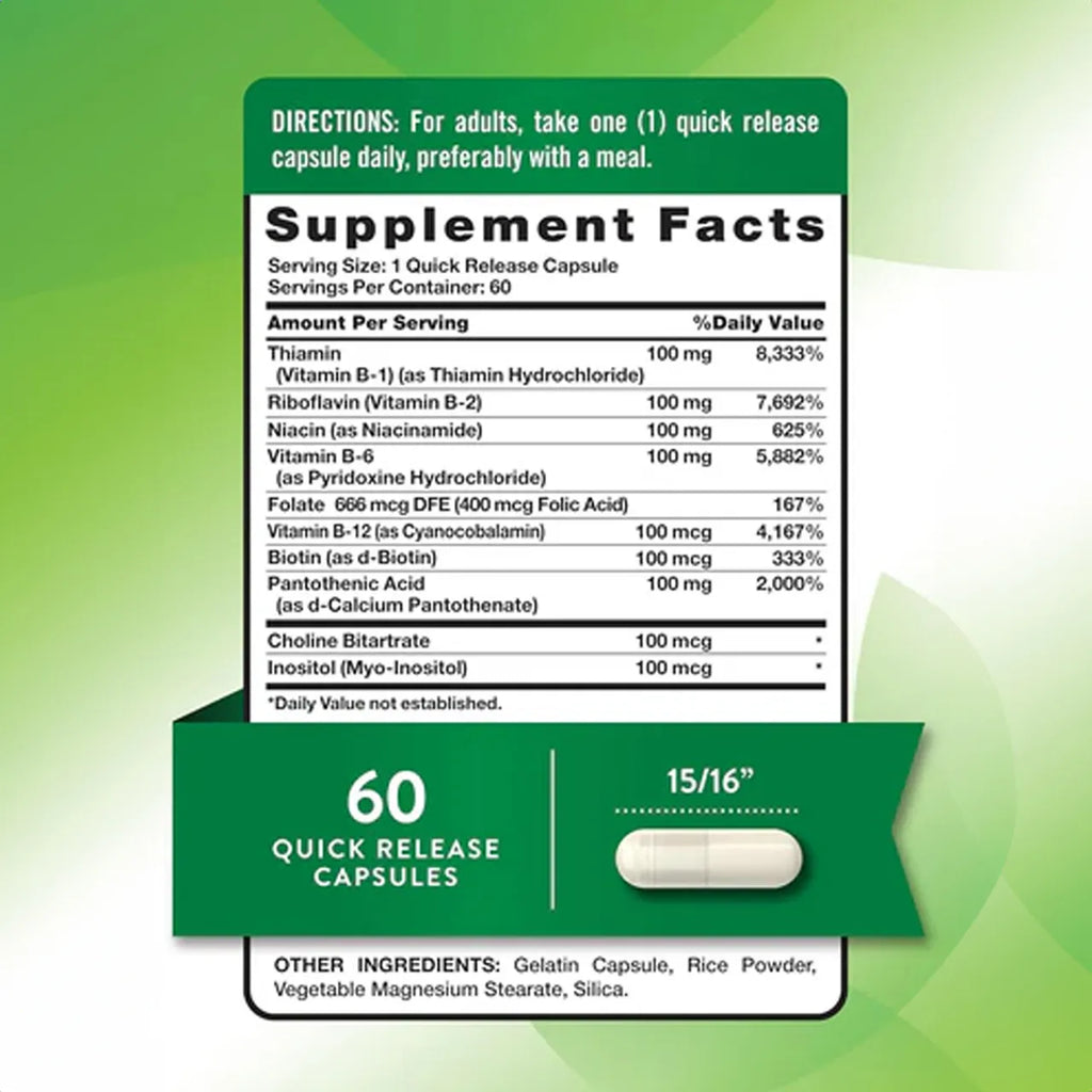 Vitamin B-100 B-Complex 60 Capsules