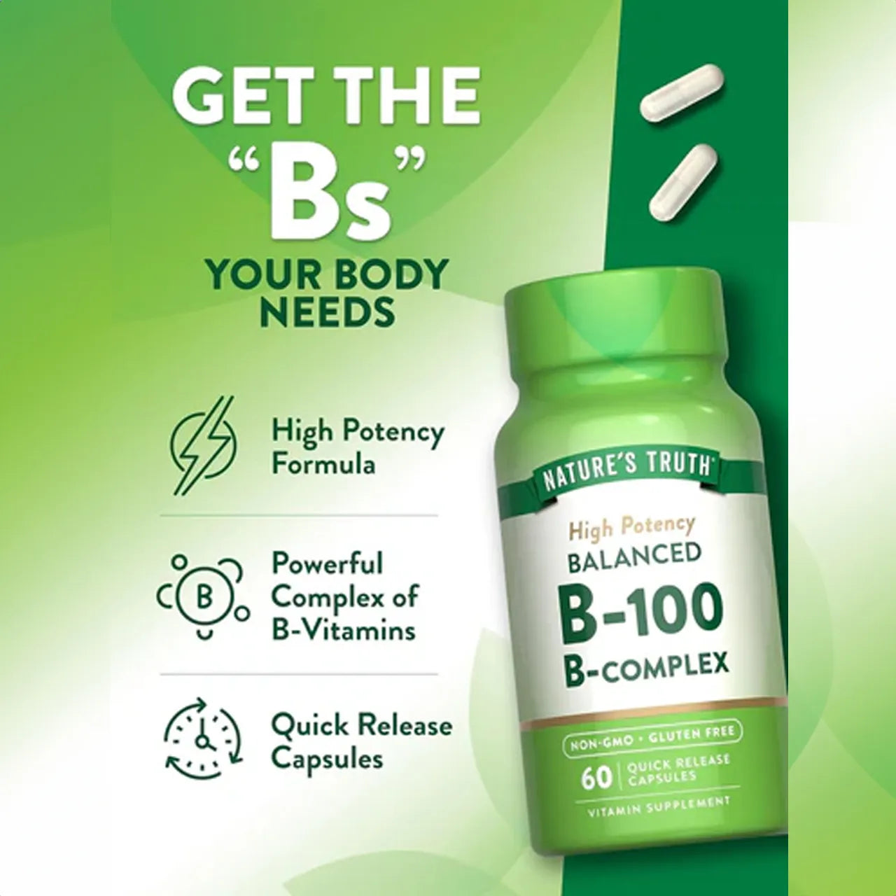Vitamin B-100 B-Complex 60 Capsules
