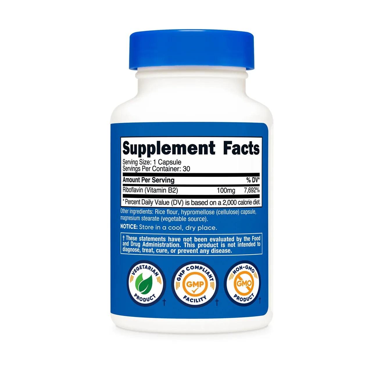 Vitamin B2 (Riboflavin) 30 Capsules