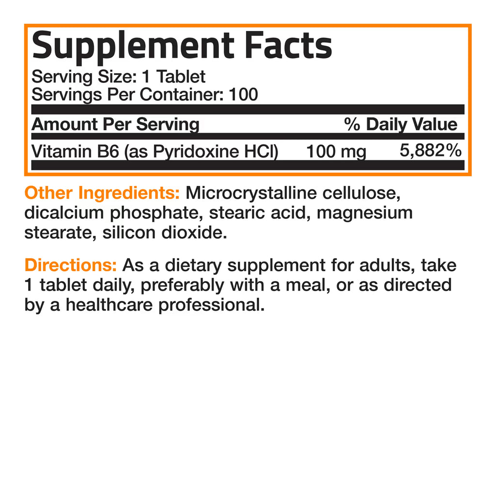 Vitamin B6 100 Mg 100 Capsules
