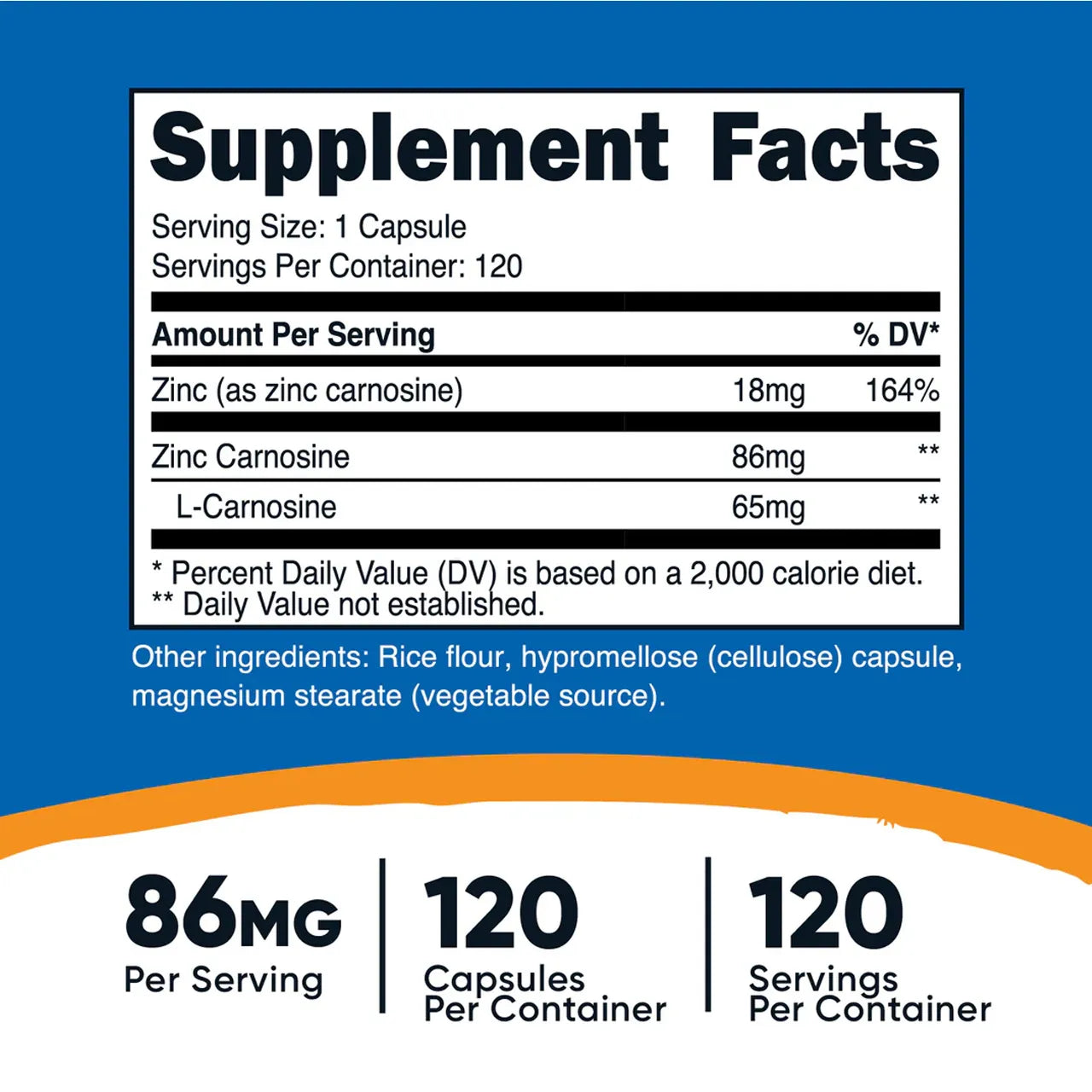 Zinc Carnosine 86 mg 120 Capsules